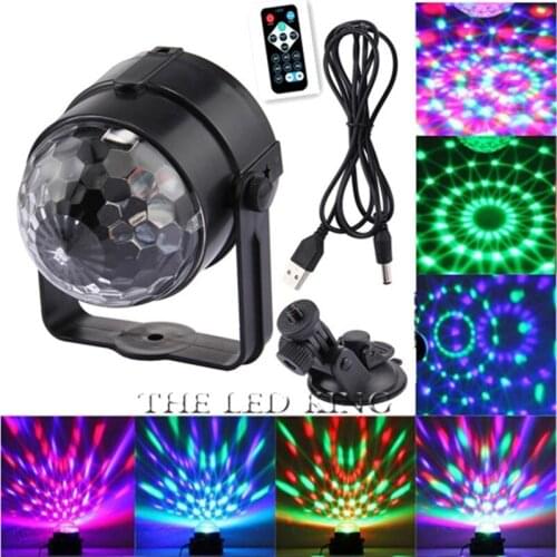 IR Remote RGB LED Crystal Magic Rotating Ball Stage Light USB 5V Colorful ktv DJ light disco light Party Effect Light