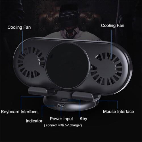 Bluetooth Gaming Keyboard Mouse Converter For iphone Android For ipad PUBG Game Controller Phone Radiator X2 Phone Holder Stand