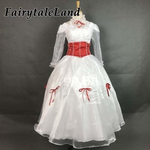Halloween Mary Cosplay Costume Princess Dress White Wedding Party Ball Gown Middle Ages Hat Outfit