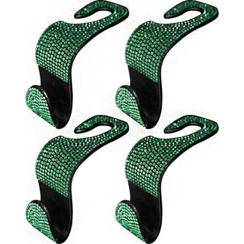 Colorful Rhinestone Car Headrest Hook Diamond Seat Back Hanger Holder Vehicle Organizer for Handbags Purses and Grocery Bags