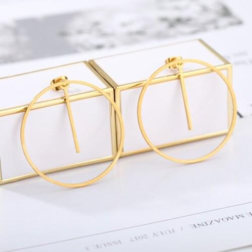 Minimalist Round Stainless Steel Circle Earrings For Women Girls Fashion Vintage Gold Color Stud Earrings Jewelry Bff Gifts