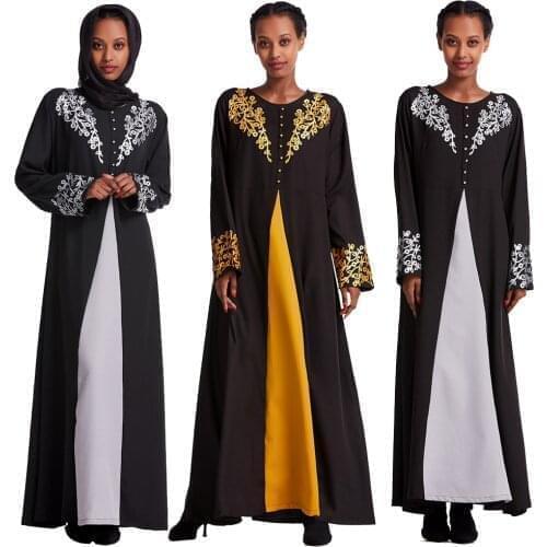 Muslim Women Long Sleeve Maxi Dress Ramadan Abaya Kaftan Jilbab Vintage Embroidery Islam Party Robe Dubai Fashion Clothing Gown