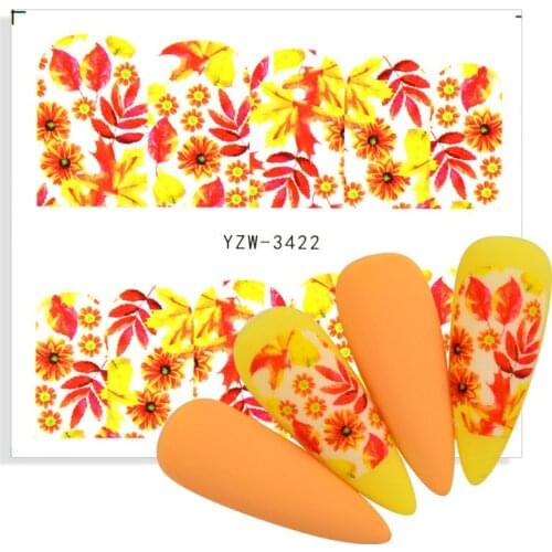 1 Sheet Nail Stickers Maple Leaves Alphabet Flower Nail Water Stickers Transfer Decals Sliders Manicures Decoration