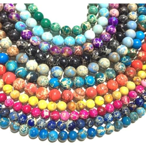 Natural Sea Sediment Jasper Imperial Jasper 4 6 8 10 12mm Round Gemstone Spacer Bead DIY Jewelry Making Supply Necklace Bracelet