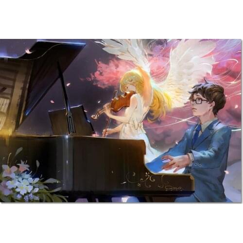 New Arrival Custom Your Lie in April Poster Home Decoration Fashion Silk Fabric Wall Poster 27X40cm30X45cm