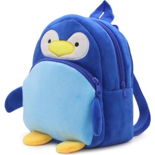 1-3 years Blue Penguin Plush Backpacks Cartoon Toy Backpack Unisex Character School Bag Mini Schoolbag