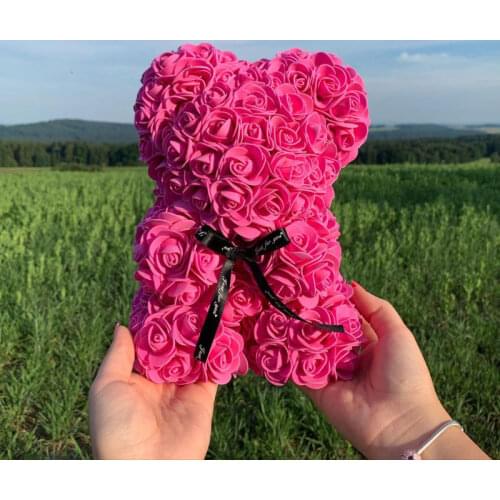 Valentines Day Gift 40cm Red Rose Teddy Bear Rose Flower Artificial Decoration Christmas Gifts Women Valentines Gift