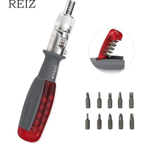 REIZ Precision Screwdriver 11 Pcs Set Magnetic Screw Drivers Bits 180 Degree Adjustable Adaptor Cellphone PC Repair Hand Tools
