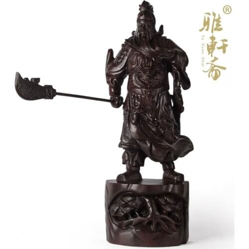 Carved mahogany ebony decoration medium 50 Guan Gong sword knife Zhaocai Wu god Buddha
