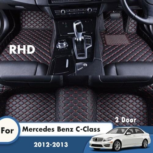 RHD Carpets For Mercedes Benz C-Class 2 Door 2013 2012 Leather Waterproof Car Floor Mats Custom Styling Car Accessories Interior