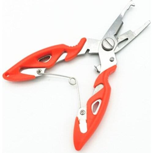 Stainless steel angled nose fishing tongs multi-functional forceps horse fish line scissors