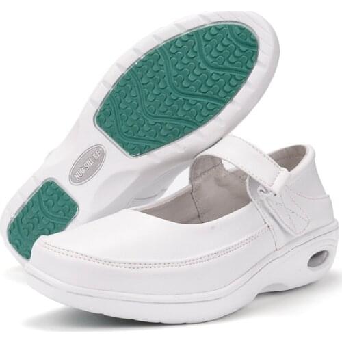 Nurse Mary Jane Slip Buckle Flat Resistant Comfort White Nursing Work Shoes Womens Grils Casual B178