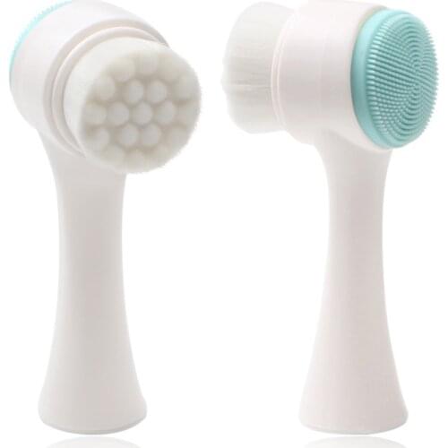 Facial Cleansing Brushes Silicone 3D Double Side Face Cleaning Brush Facial Cleanser Face Brush Cleaning Washing Skin Care Tools