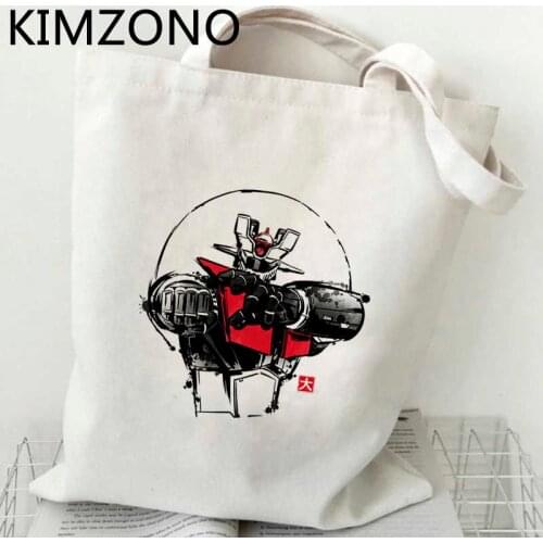 Mazinger z shopping bag canvas eco cotton handbag shopper grocery bag foldable net jute sac tissu