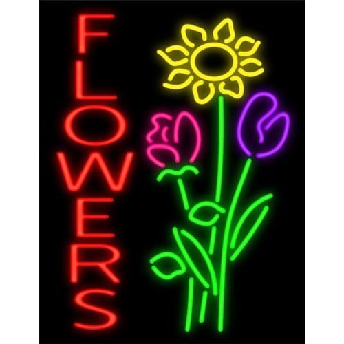 Fresh FLOWERS Custom Handmade Real Glass Tube Store Shop Company Advertise Home Decoration Display Gift Neon Signs 15"X19"