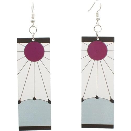 Creative Personality Anime Ghost Destruction Blade Acrylic Zaomen Tanjiro with The Same Earrings Cosplay Props Jewelry