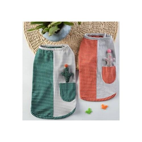 Cat and Dog Clothes Cactus Spring and Summer Pet Clothes Pure Cotton Striped Knitted Dog Vest Clothes Pet Supplies