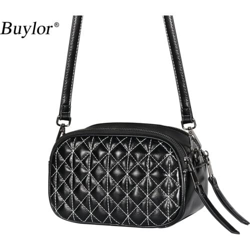 Buylor Quilted Crossbody Bag for Women Small Quilted Shoulder Bag PU Leather With Double Zipper Ladies Purse Two Shoulder Straps