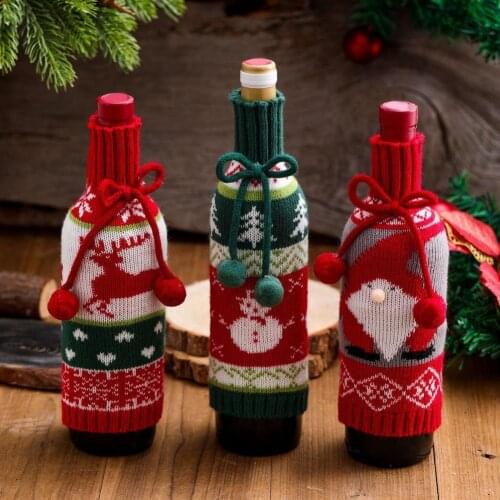 1 Pcs Decorative Knitted Wine Bottle Anti-Pilling Eco-Friendly Creative Santa Claus Wine Bottle Dust Cover Christmas Decorations
