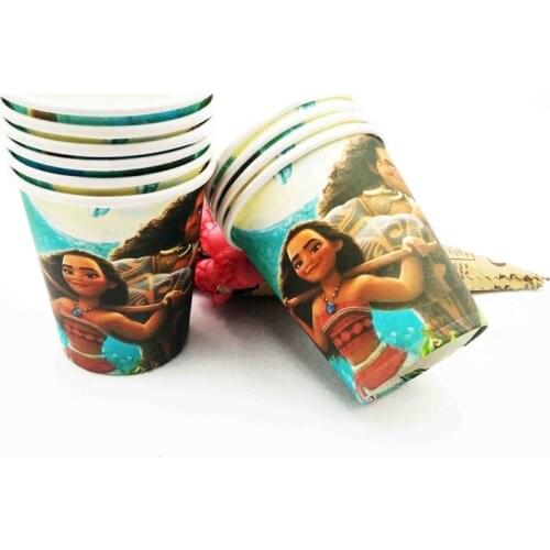 10pcs/sets Moana cups Cartoon Theme kids birthday party supplies Moana paper Cups happy birthday party Moana disposable cups