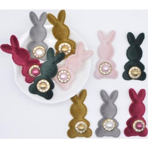 10Pcs Cute Corduroy Rabbit Padded with Beading for Clothes Patch Fabric Sewing Craft Socks Gloves Shoes Decor Accessories P62