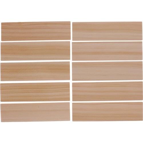 10Pcs Unfinished Wooden Plate Model Thin Wood Sheets Natural Craft Wood Pieces for DIY House Ship Aircraft Boat, 150x40x6mm
