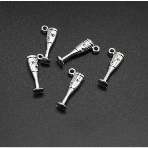 10pcs glamour personality creative wine glass 25x11mm ancient silver DIY alloy jewelry accessories wholesale