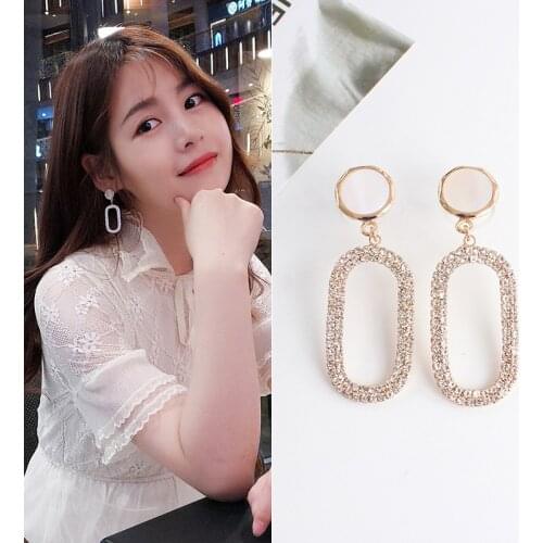 2020 Simple Shiny zircon Long Drop Earrings for Women Water drops Design Fashion Female Jewelry Wholesale Party Wedding Earring