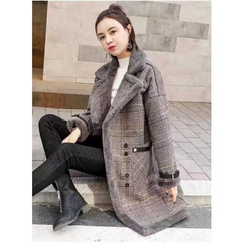 2021 Autumn and Winter Plus Velvet Thickening In The Long Section of Imitation Lamb Woolen Coat Tide Coat Female New