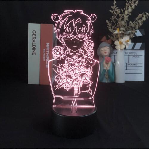 3D Night Light Alarm Clock Touch Sensor Base Lamp The Disastrous Life of Saiki K Manga Japanese Anime Delivery Dropship Child