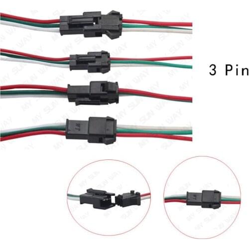 5 Pair led strip connector 3pin WS2812B WS2812 5050 RGB LED Strip Light SM JST Male Female Connector Wire Cable