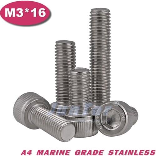 500pcs/lot DIN912 M3*16 Stainless Steel A4 Marine Grade Hex Socket Head Cap Screw