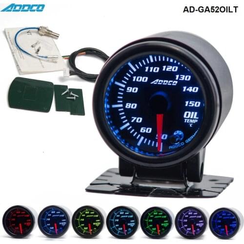 2"/52mm 7 Color LED Car Oil Temp Meter Gauge Smoke Lens Pointer Universal Car Meter AD-GA52OILT