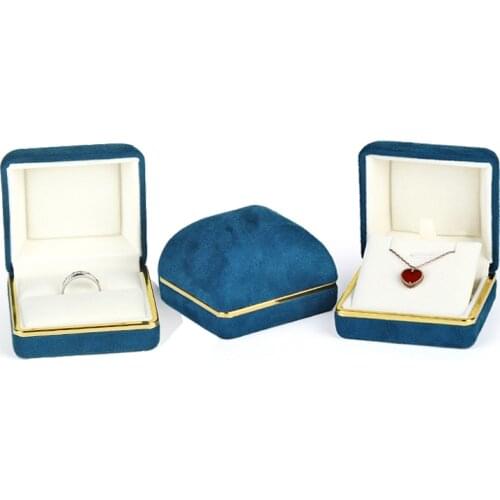 Velvet Jewelry Package Box Organizer Engagement Ring Earring Pendant Storage Gift Display Case Blue Hot Sale