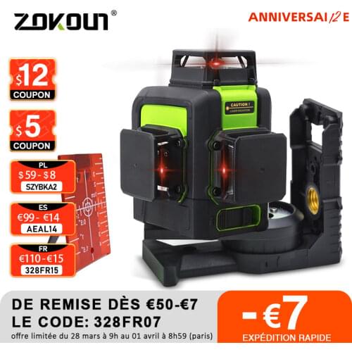 Clubiona Red 12 Lines 3D Self-Leveling Laser Level 360 Horizontal Vertical cross Laser mode tool and 5200mah Li-ion battery