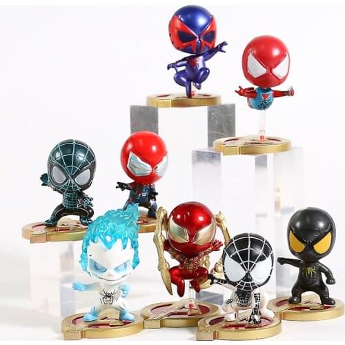 Cosbaby Spiderman Iron-Spider Spirit Spider Spider Man 2099 Mini PVC Figures Toys 8pcs/set