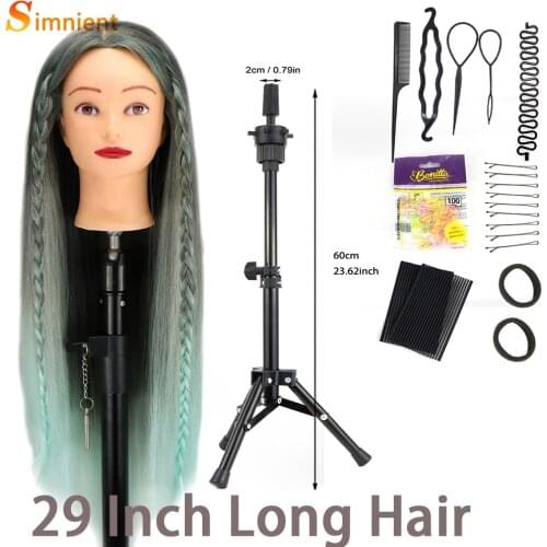 Colorful Professional Styling Head Synthetic Hair Mannequin For Hairstyles Hairdressing Training Head Dummy Doll Clamp Accessori