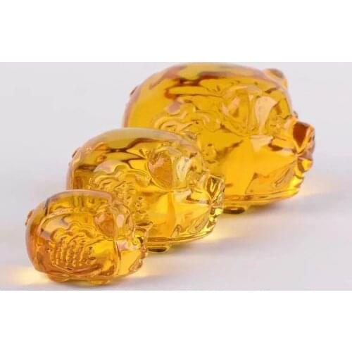 K9 Crystal golden Pig Figurines Miniatures Glass Animal Pet Miniature House Decoration Fengshui Crafts Cute Ornaments Kids Gifts