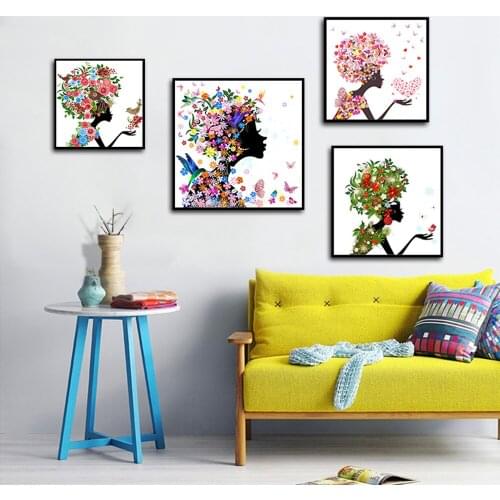 Kawaii Cute Cartoon Flower Girl Photo Wall Poster Print Art Kindergarten Children Painting Childrens Room No Frame