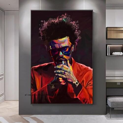 Painting The Weeknd Blinding Lights Starboy Rap Music Album Poster Prints Wall Art Canvas Picture Living Room Home Decoration