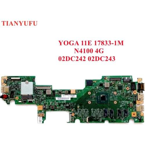 17833-1M For LENOVO Thinkpad YOGA 11E Laptop motherboard with N4100 CPU 4G RAM 448.0DA07.001M for 02DC242 02DC243ully Tested