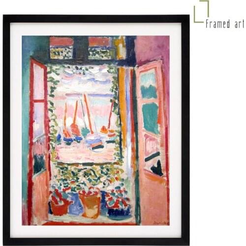 Matisse framed artwork Interior with a Goldfish Bowl aluminum picture frame with matboard 30x40cm