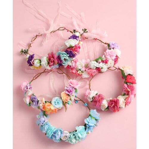 Miss Cute Flower Crowns Party Wedding Floral Garlands Romantic Bridal Chic Wreaths Adjustable handmade Wreath Hairband Accessors