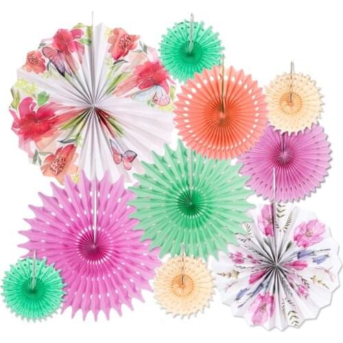 10pc Floral Party Wedding Decoration Set Tissue Paper Fans Pinwheels Rosette Snowflake Afternoon Tea Party Birthday Shower