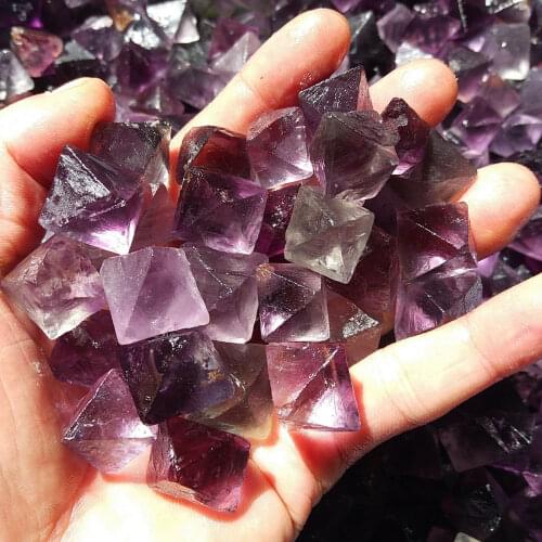 Natural Purple Fluorite Crystal Octahedrons Rock Specimen