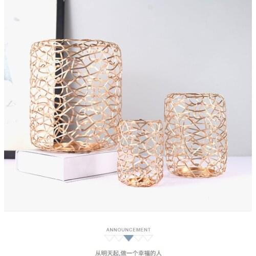 Candlesticks new swing iron wire geometric garbled electroplating metal candlestick romantic creative home decoration