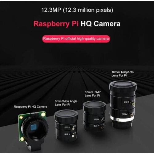 Official Raspberry Pi HQ Camera 12.3MP IMX477 Sensor Supports Raspberry Pi HQ Camera with 16mm Telephoto Len/ 6mm Wide Angle Len