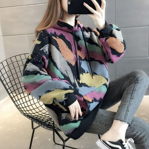 Plus velvet Korean version 2020 loose thick all-match medium and long size sweater womens autumn warm jacket ins jacket
