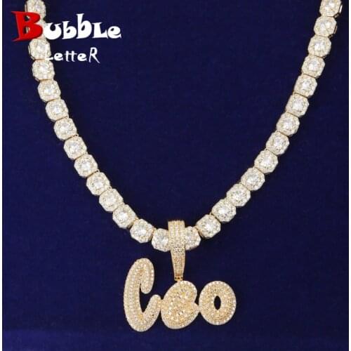 Custom Name Cursive Letters Pendants Gold Color Mens Zircon Hip Hop Rock Necklaces Jewelry