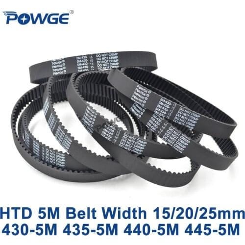 POWGE HTD 5M Timing belt C=430/435/440/445 width 15/20/25mm Teeth 86 87 88 89 HTD5M synchronous Belt 430-5M 435-5M 440-5M 445-5M